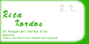 rita kordos business card